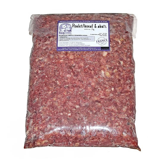 Haché poulet fermier, bœuf et abats 2kg